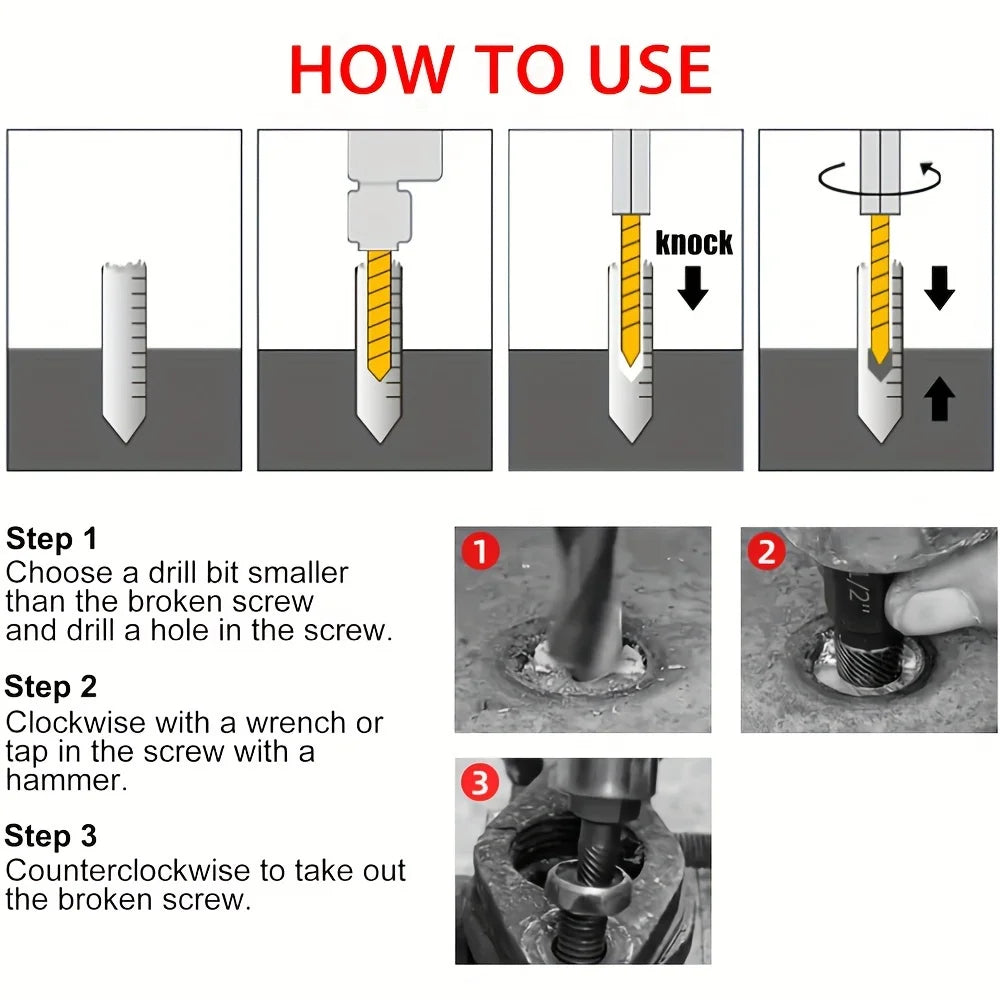 25PCS Screw Extractor Set, Hex Head Multi-Spline Easy Out Bolt Extractor Tool,for Removing Broken Studs Bolts Socket Screws