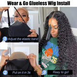 Water Wave Glueless Wig Pre-Cut Lace Wig Pre-Plucked Natural Black Deep Wave Wear & Go Glueless Curly Human Hair Wigs For Women