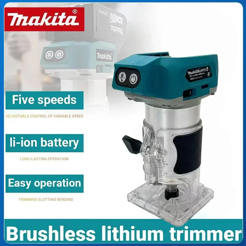 MakitaTrimmer Rechargeable Trimming Machine Brushless Slotting Tool DRT50 Cordless  Milling Woodwork Engraving Machine