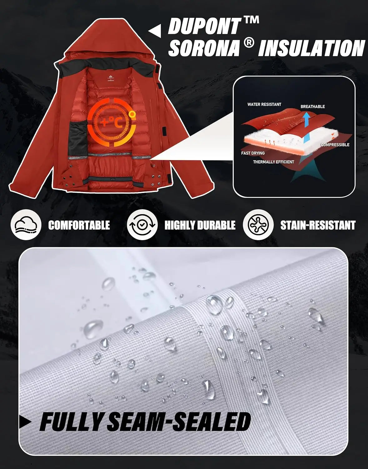 Pioneer Camp Men's Waterproof Ski Jacket Insulated Snowboard Winter Coat