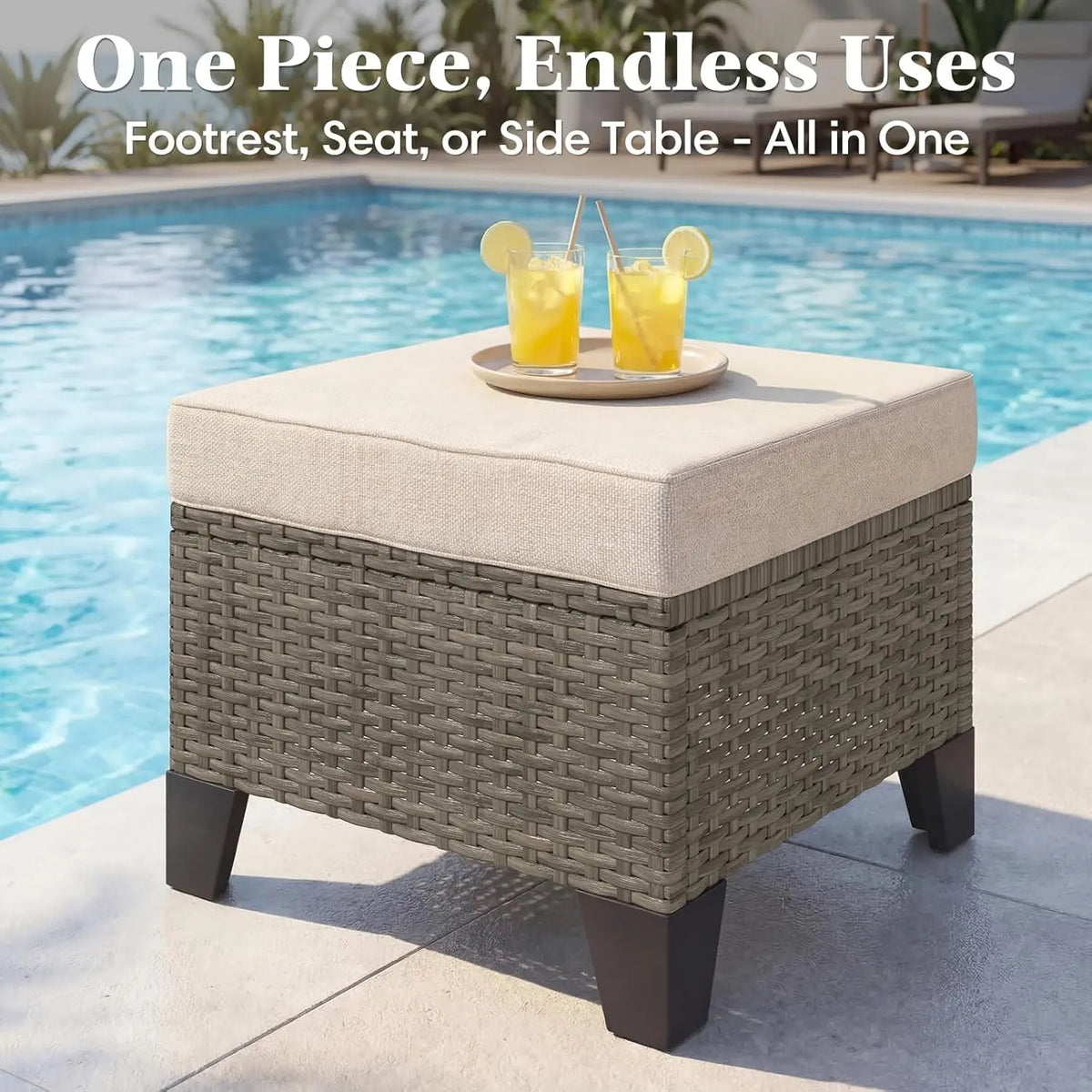 7 Piece Patio Furniture Set, Wicker Patio Conversation Set with Swivel Glider, Loveseat Sofa, 2