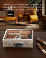 Humidor Cigar Box, with Straight Cutter Guillotine, V Cut, Puncher, Glass Top Case, Cedar Wood Lining, Humidifier Hygrometer