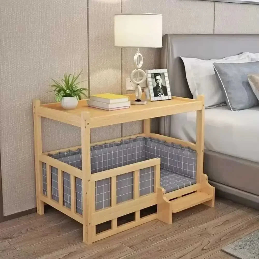 Solid Wood Dog House Dog Bed Smooth Polished Teddy Dog House Golden Retriever Detachable Pet Bed Solid Wood Cat Bed