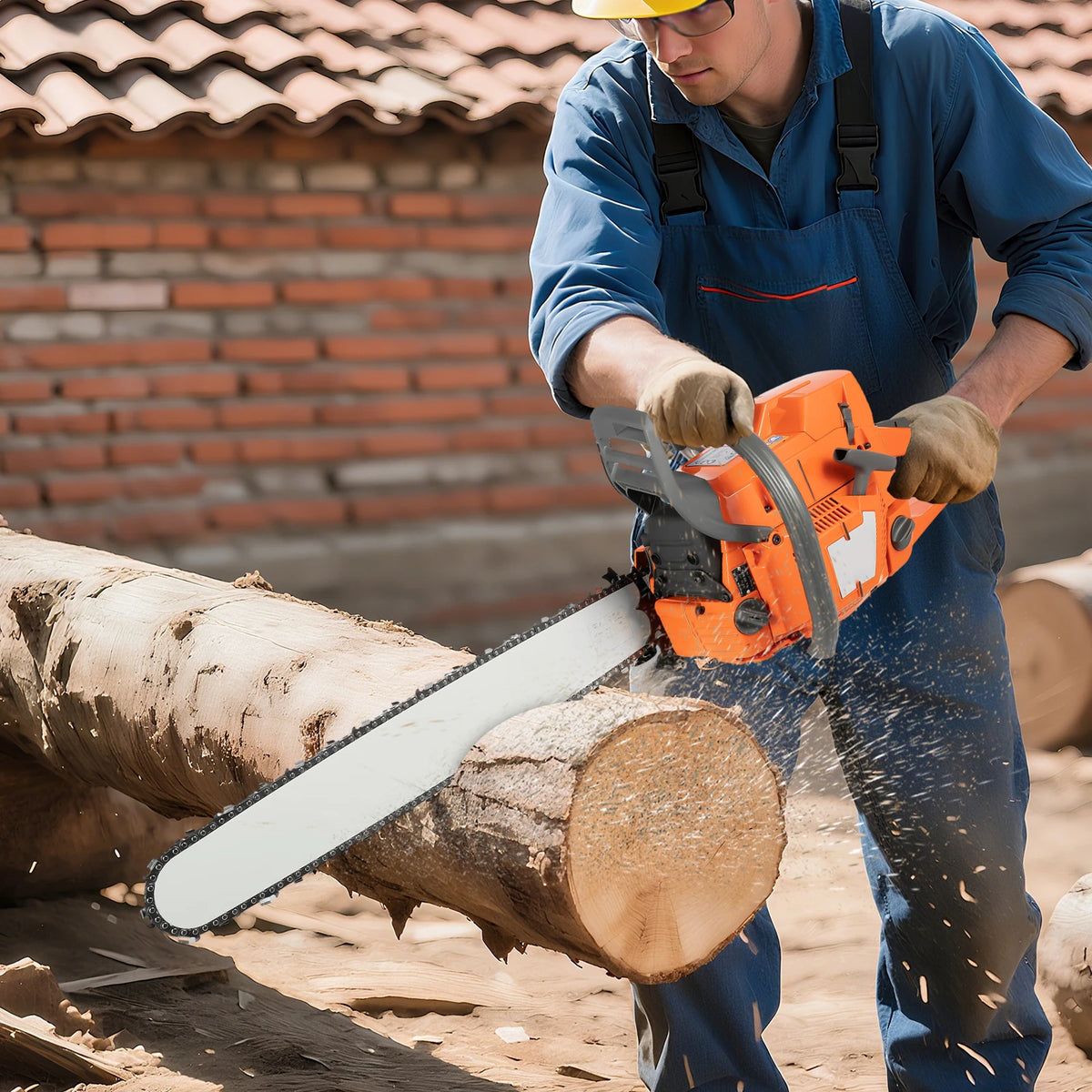 72cc Gas Powered Chainsaw with 24'' Guide Bar Saw Chain 2-Stroke Engine Cut Wood for Wood Cutting Tree Logging, Manganese Steel