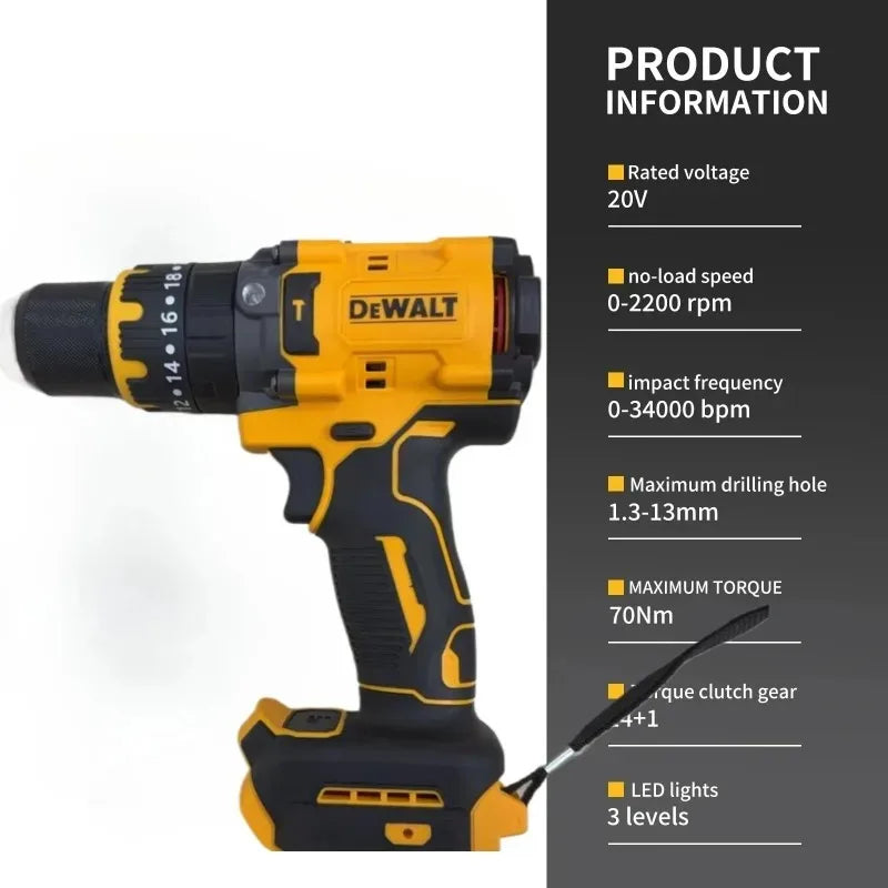 DEWALT Brushless Cordless Rechargeable Electric Power Tool  DCD791 Compact Drill Screwdriver Multi Functional For DEWALT Battery