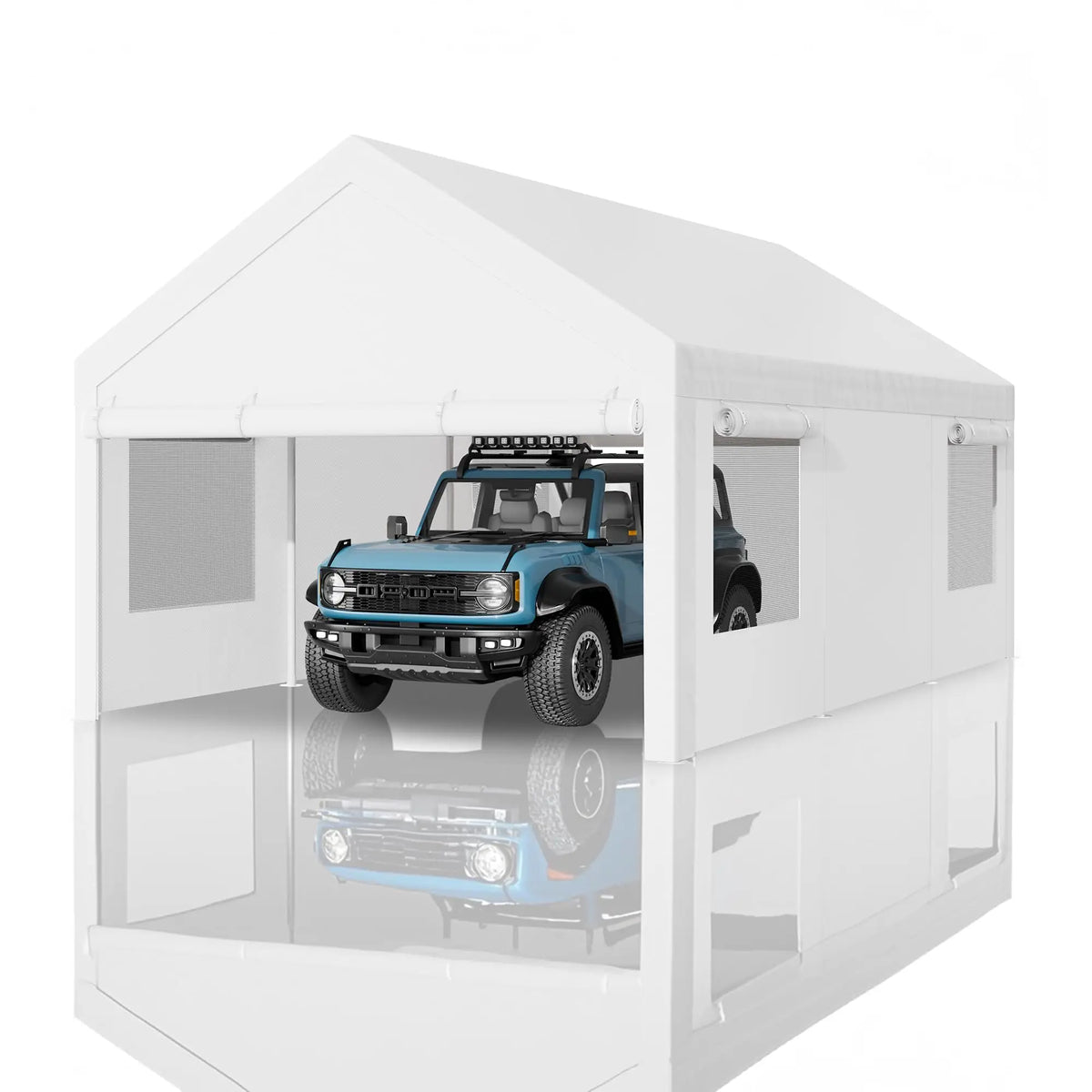 12x20 FT Carport, Heavy Duty Carport Canopy with Roll-up Windows, Portable Garage with Removable Sidewalls & Doors, Boat,Gray