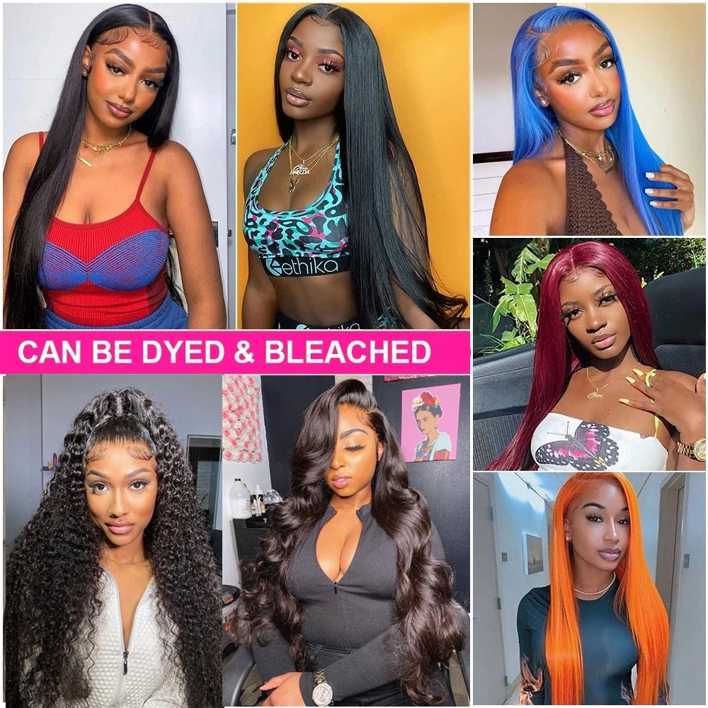 200% Real Density Bone Straight 13x6 13x4 Transparent HD Lace Frontal ≥98% Human Hair Wig 30 Inch 360 Lace Front Wigs For Women