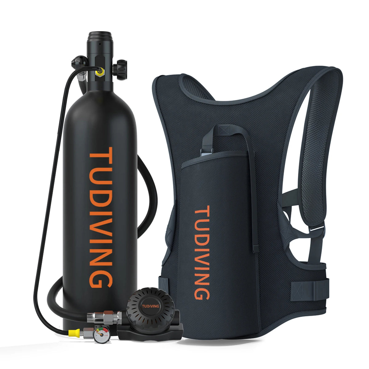 TUDIVING-2L Portable Scuba Tank Support 30-45 Minutes Breath,Refillable Diving Tank for Underwater Works