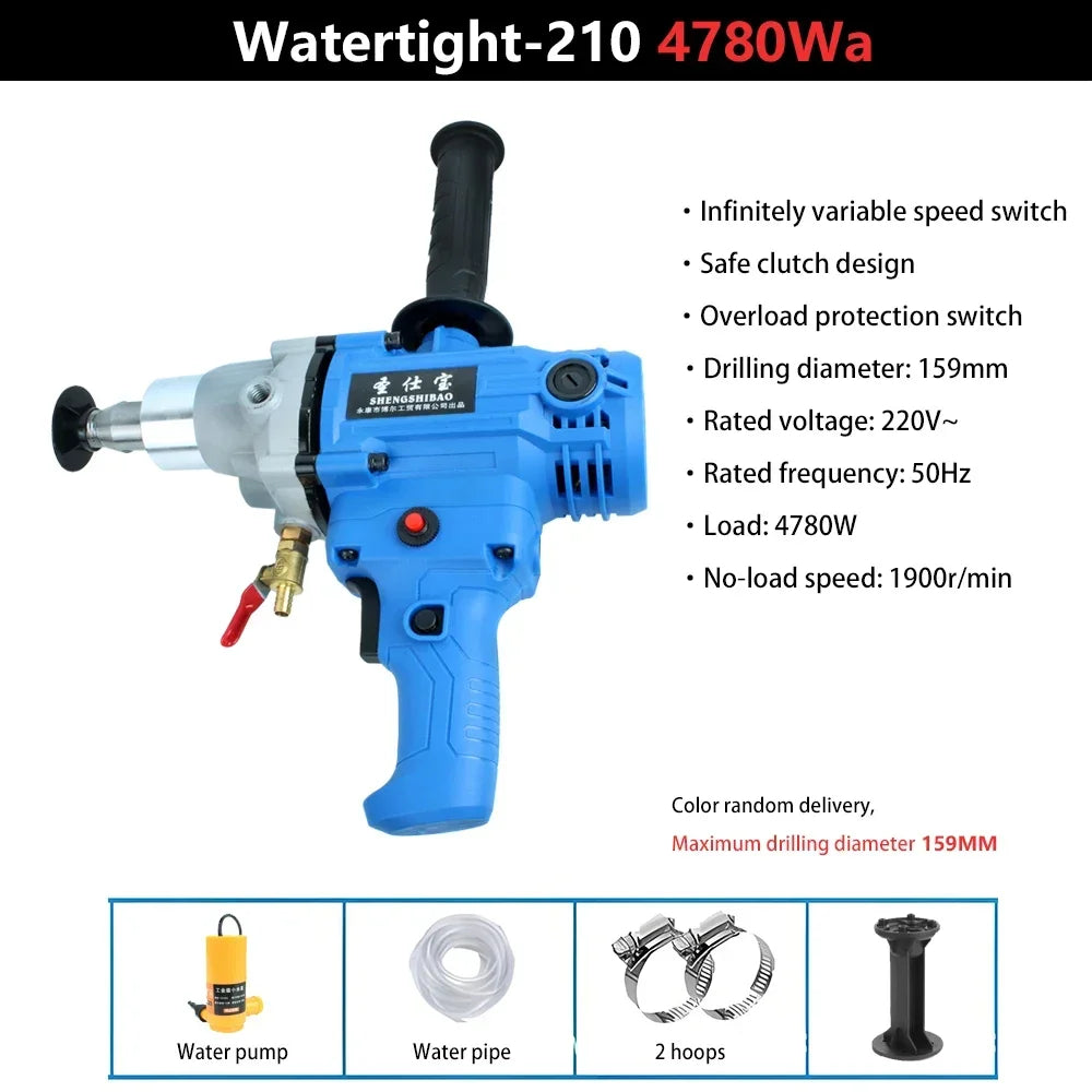 Electric Diamond Core Drill Mixer Handheld Concrete Core Drilling Machine Portable Dry Wet Engineering Torque Drilling Machine
