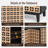 63" Storage Sideboard Buffet Cabinet w/ Doors & Adjustable Shelves for Living Room Entryway Black, Customized
