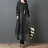 Women's Denim Dr Long Sve Loose Fit irt Sle Autumn Spring Faion plus Size Clothing Meat Concealing Slimming Skirt