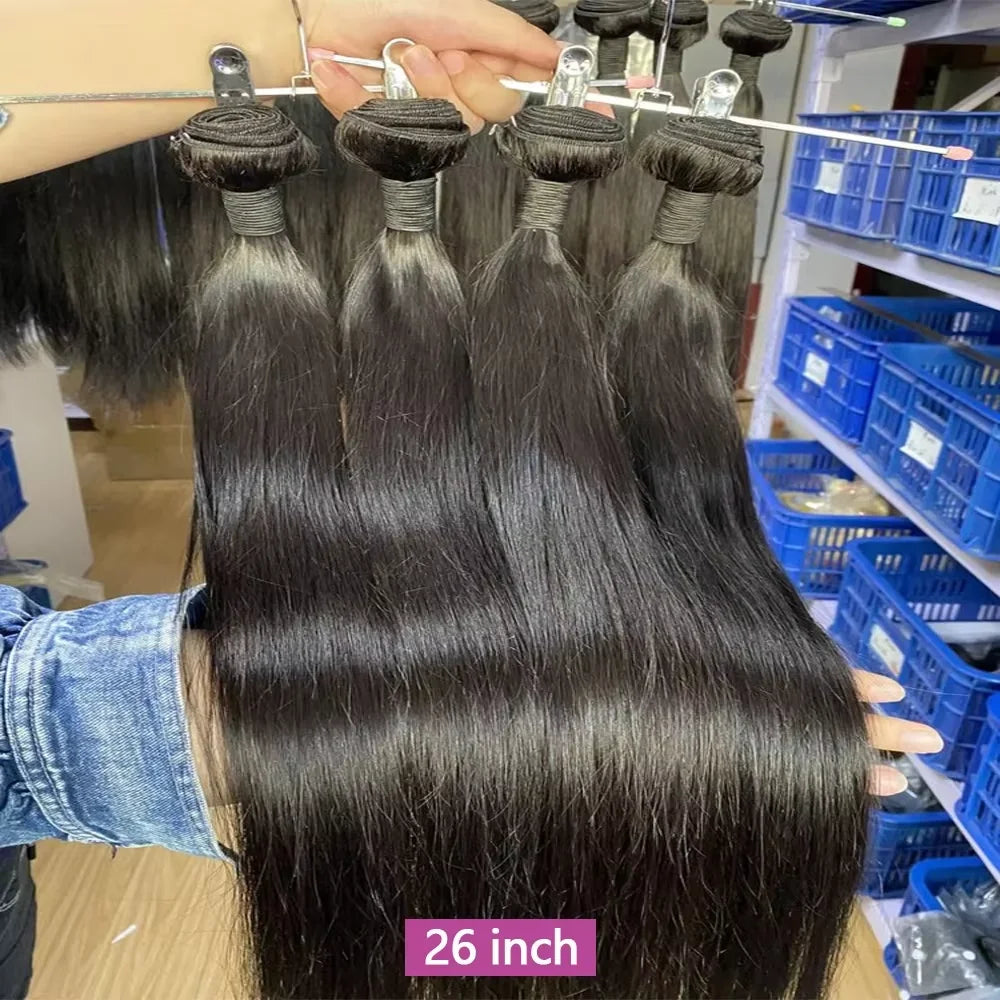 Queenlike 30 Inch Human Hair Bundles Brazilian Raw Hair Weave 1/3/4