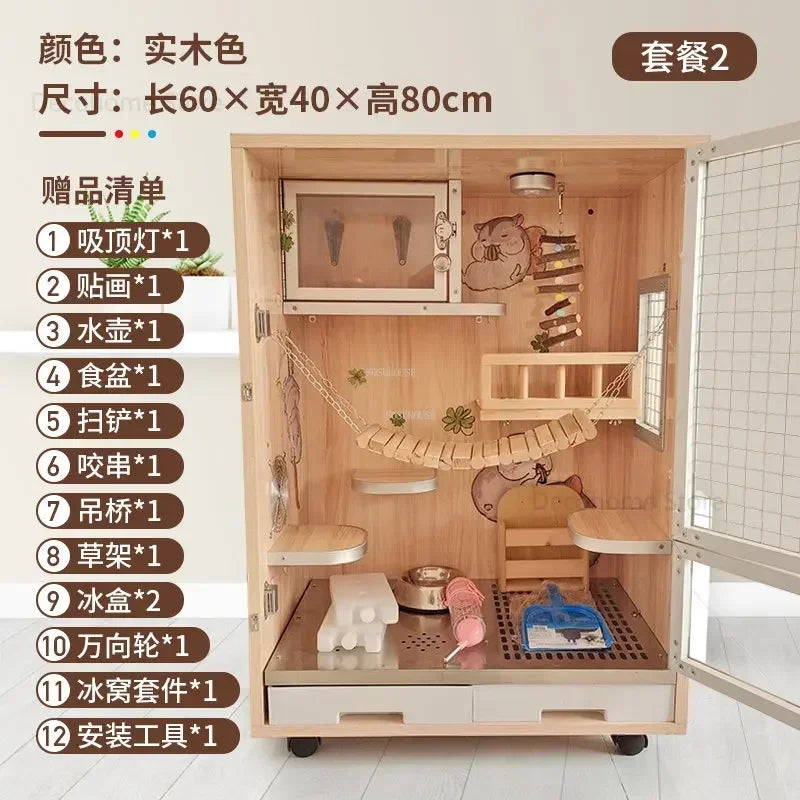 AANordic Light Luxury Simple Cat Cages Solid Wood Cat Villa Nordic Home Multi-storey Large Cat House Pet Shop Cats Breeding Cage