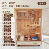 AANordic Light Luxury Simple Cat Cages Solid Wood Cat Villa Nordic Home Multi-storey Large Cat House Pet Shop Cats Breeding Cage