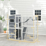 Large Catio Outdoor Cat Enclosure for 2-3 Cats 76" x 36" x 68" Gray