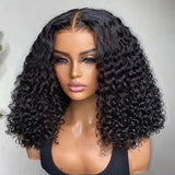 Curly Bob Wig Lace Front Human Hair Wigs Wear Go Glueless Wig Deep Wave 7x5 HD Lace Closure Wigs 250% Full Human Hair Lace Wigs
