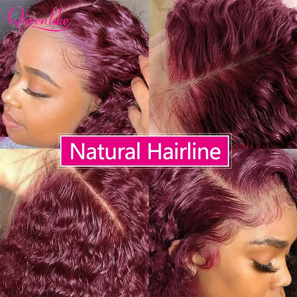 30inch Curly Burgundy 13x6 Hd Lace Frontal Wig 99J Colored Human Hair Wigs for Women Chocolate Brown Deep Curly Lace Front Wig