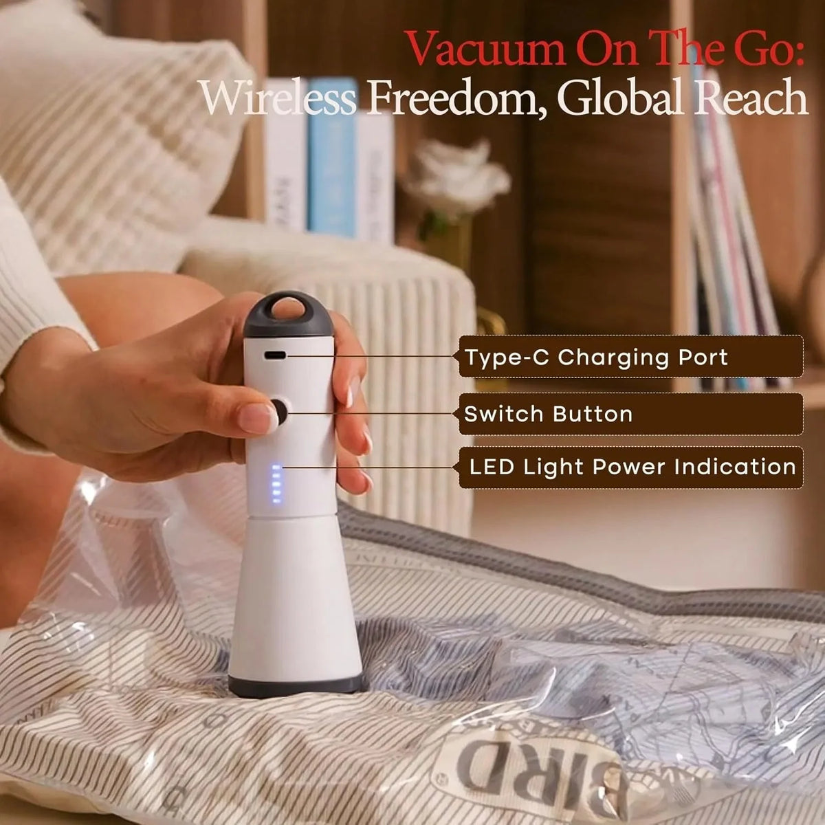 Travel Vacuum Bags with Rechargeable Air Pump Carry-on Size Compression Packing Bags for Luggage And Suitcase Space Saver