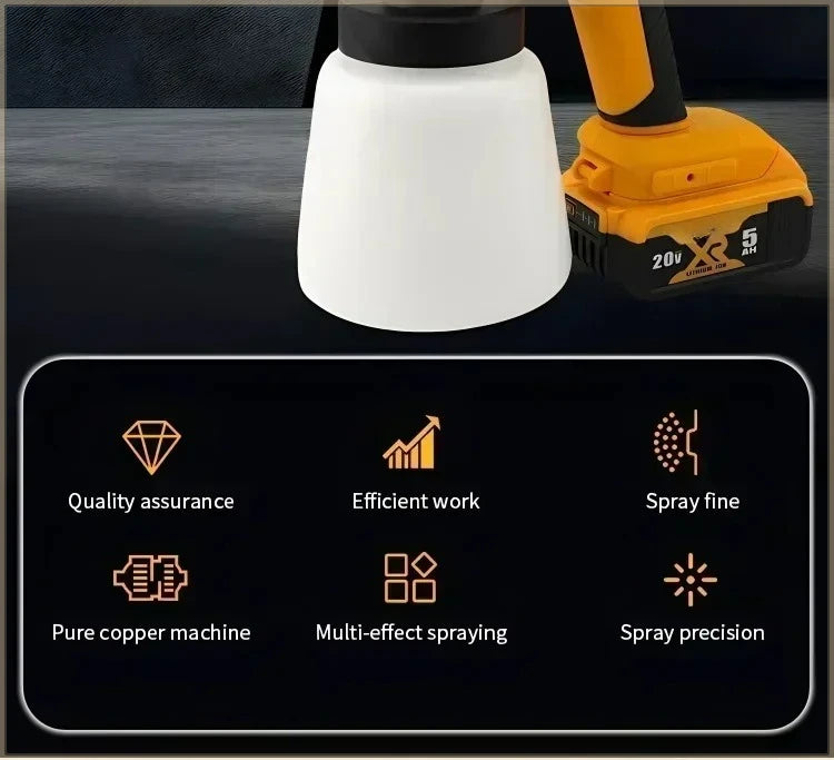 DEWALT 800ML Cordless Electric Spray Gun High Power Spray Paint Machine, Automotive Furniture Steel Coating Spray Gun