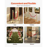 SucceBuy Stanchions 4/6/8Pcs Stainless Steel Post with Fillable Base Red Velvet Ropes & Posts Crowd Control Barriers Stanchions