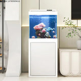 All-in-One AquariumModern Chinese Style Smart Fish Tank Bottom Filter Ultra White Glass Square Design For  Living Room