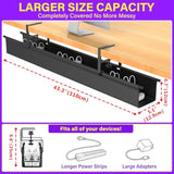 Under Desk Cable Management Tray 43.7" Cable Management Under Desk No Drill Adjustable Clamp Cord Wire Organizer Cord Hider for