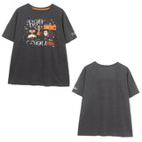 Fashion Halloween Castle Letter Cartoon Print Embroidery T-Shirt Women Short Sleelve O-Neck Pullover Casual Tops Female