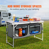 SucceBuyFolding Picnic Table Kitchen Camping Cupboards Aluminum Suitcase Table with Storage Bag Adjustable Height for Outdoor