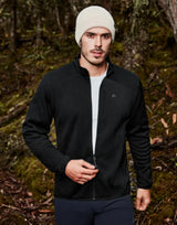 Pioneer Camp Mens Grid Fleece Jacket Full Zip Up Professional Mid Layer Outdoor Winter Thermal Sweatshirt with Chest Pocket