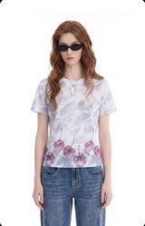 Spain New Fashion Comfortable Stretch Slim, Loose Stripes and Other Short-Sleeved T-Shirts