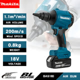 Makita DAS180 18V Brushless Cordless Air Duster Blower Inflator with Nozzle Kit for Workshop Equipment and Car Cleaning