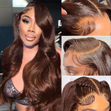 38 40 Inch Chocolate Brown 13x6 Human Hair Wigs Hd Lace Frontal Wig Colored Transparent Body Wave Brown Wig For Women 4x4 5x5