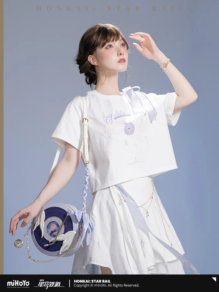 Genuine MiHoYo Game Honkai Star Rail Robin Short Sleeve T-shirt Women Daily Wear Skirt Cosplay Costume Tops Tees Birthday Gift