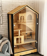 Meow Emperor Solid Wood Cat Cage Villa Small Household Cat House Front and Rear Transparent Glass Cat House Pet Shop Customizabl