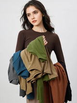 SuyaDream, Women Bottoming T Shirt, Silk Viscose Blend, Long Sleeves, Solid Basic Thermal Shirt, 2024 Autumn Winter Top