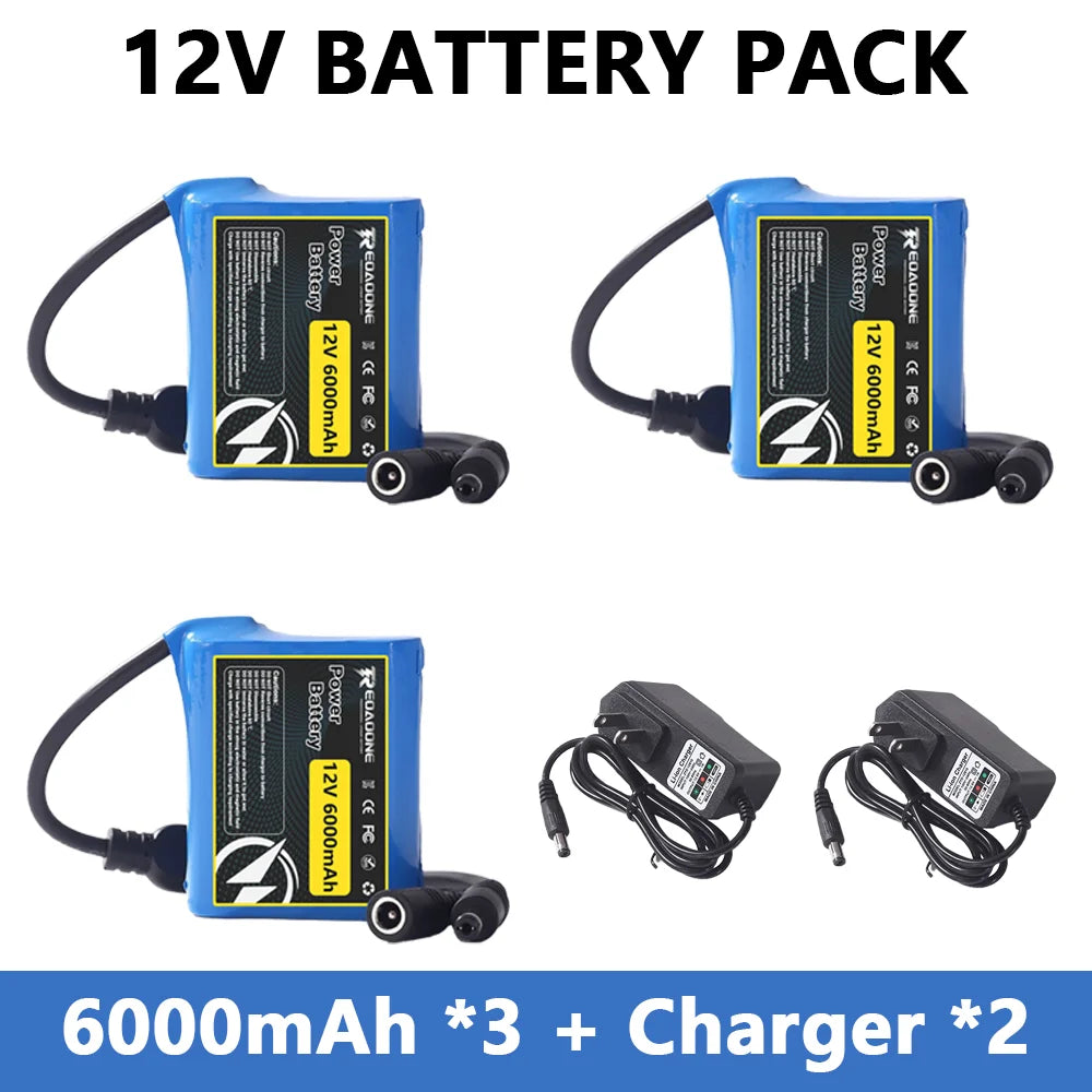12V 12000mAh Rechargeable Lithium Ion Battery Pack 3S2P with BMS Protection for LED Strip Light Toy Car Security System