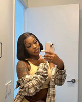 Bone Straight Short Bob Wigs Human Hair HD 13x6 13x4 Lace Frontal Wigs
