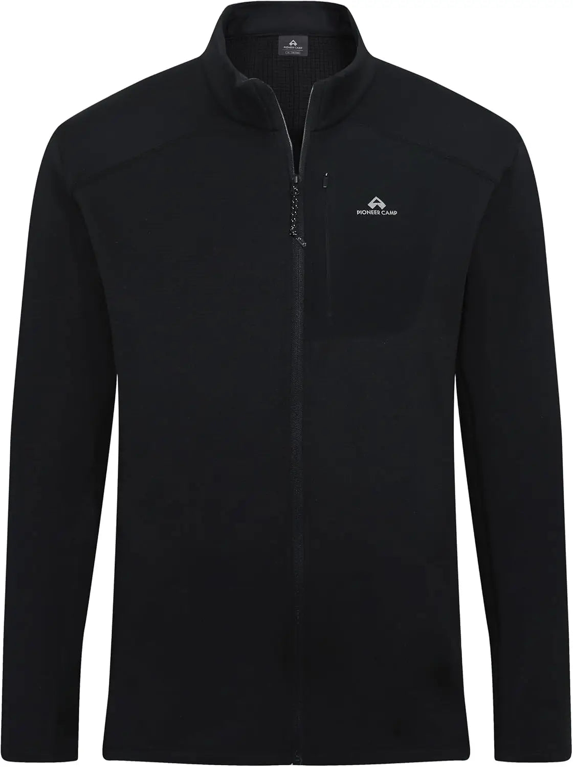 Pioneer Camp Mens Grid Fleece Jacket Full Zip Up Professional Mid Layer Outdoor Winter Thermal Sweatshirt with Chest Pocket