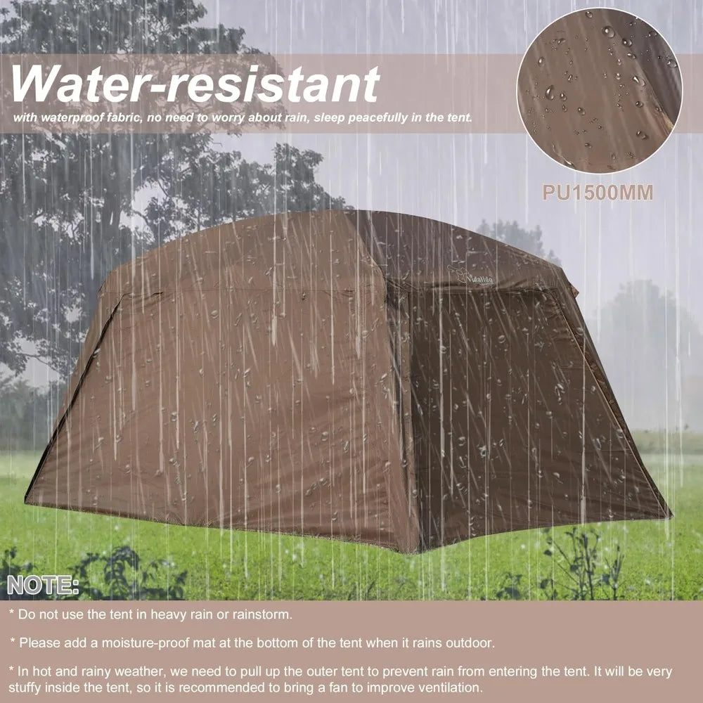 4-6 Person Large Camping Tent with 3 Doors 2 Rooms, Double Layer Waterproof, Portable for Outdoor Hiking Backpacking