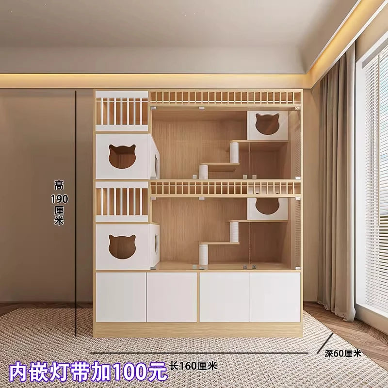 Cat villa solid wood pet store display cabinet house luxury foster breeding cat delivery room cattery custom