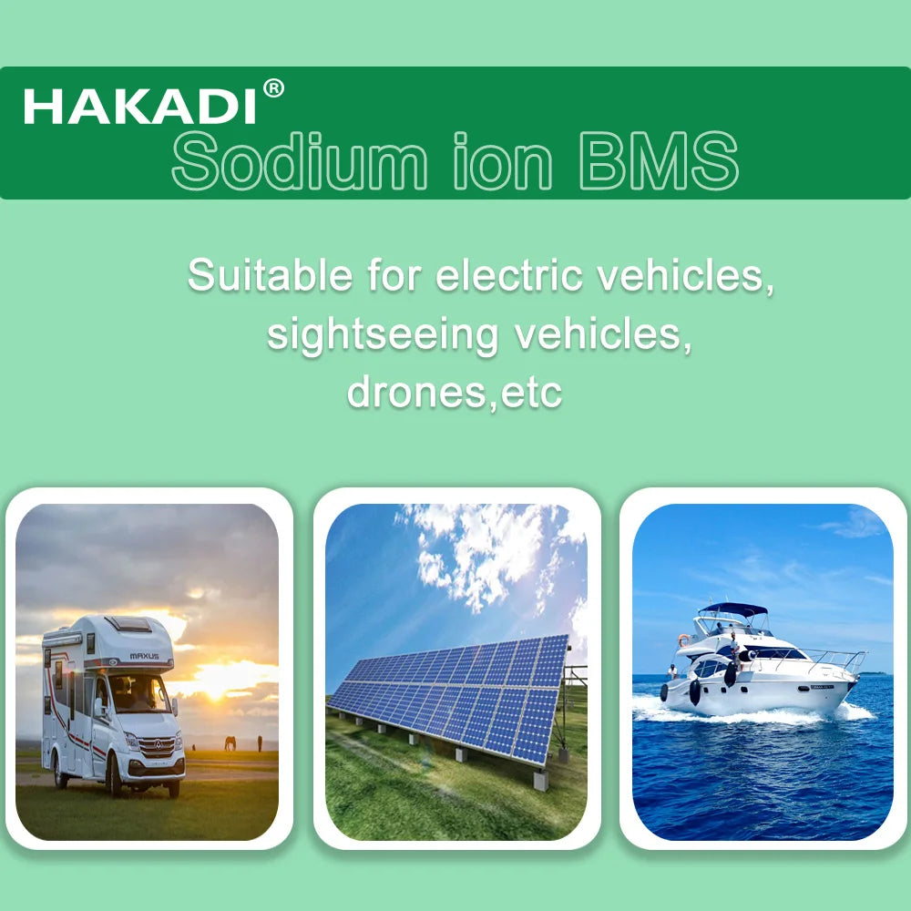 HAKADI Sodium-ion BMS 4-16S 50A 100A 150A 200A Bluetooth BMS For DIY Na-ion Battery Pack For Solar System Boat RV