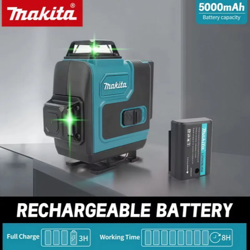 Makita Cordless Self-Leveling Laser Tool 360° Horizontal & Vertical Green Beam High-Precision Portable Wall Mounted Cross Level