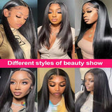 30 42Inch 13x4 13x6 HD Transparent Bone Straight Lace Front Wigs 250