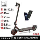 AOVOPRO ES80 350W Electric Scooter 10.5Ah 19mph Max Speed Smart APP Control 21miles Max Range Foldable E-Scooter for Adult