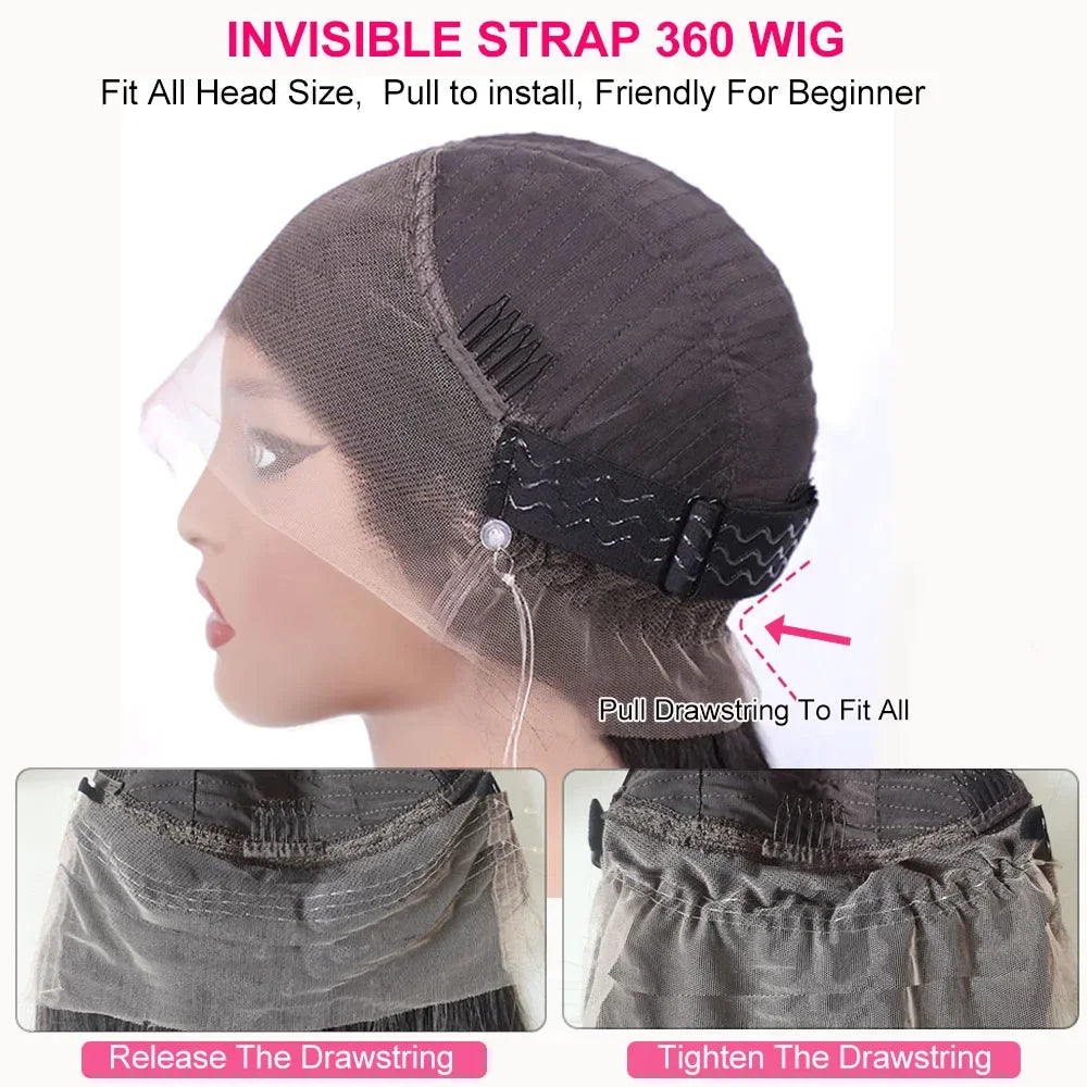 Deep Wave Glueless Invisible Strap 360 HD Full Lace Wig Human Hair 13x4 13x6 Water Wave Lace Front Wig 4x4 5x5 Closure Curly Wig