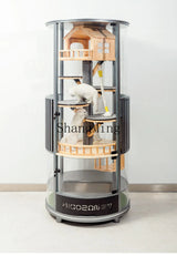 SM household high value with toilet cage household oversized room panoramic glass cat villa solid wood luxury cat nest