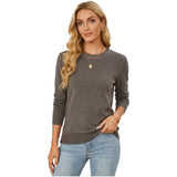 Women's Fashionable Wool Blend Sweater, Long-Sleeved with a Round Neck, Suitable for Business Casual Occasions, Trendy and Stylish.