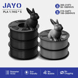 JAYO 3D Printer Filament  PETG PLA HSMPETG PLA PLUS 1.75mm 5Rolls 3D Printing Materials for 100% No Bubble &FDM 3D Pen DIY Gift