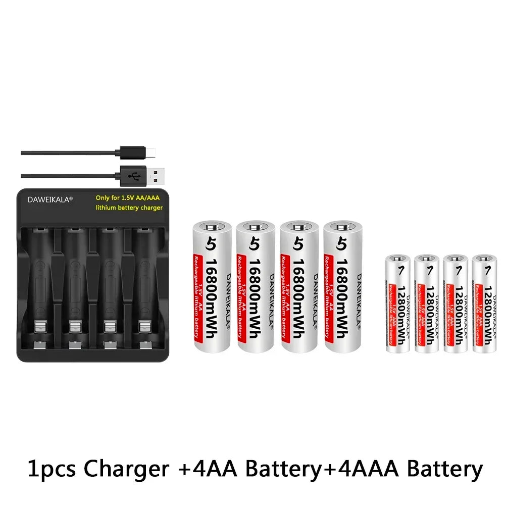 AA AAA rechargeable battery 1.5V lithium battery long life for Mouse Flashlight Fan Game Machine electric toy