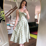 Suninheart Summer Elegant Lace Up Dress 2025 New Arrivals Floral Print Midi Dress Women Sexy Dress for Holiday Birthday